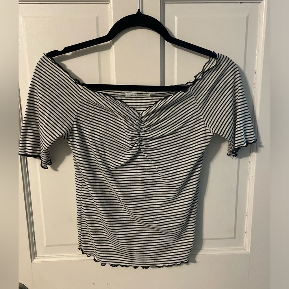 Striped Black and White Women's Top